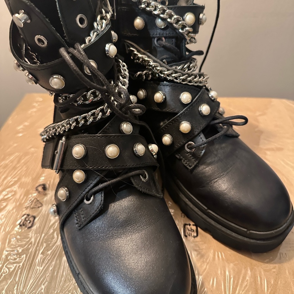 Zada Black Studded Women's Boots
